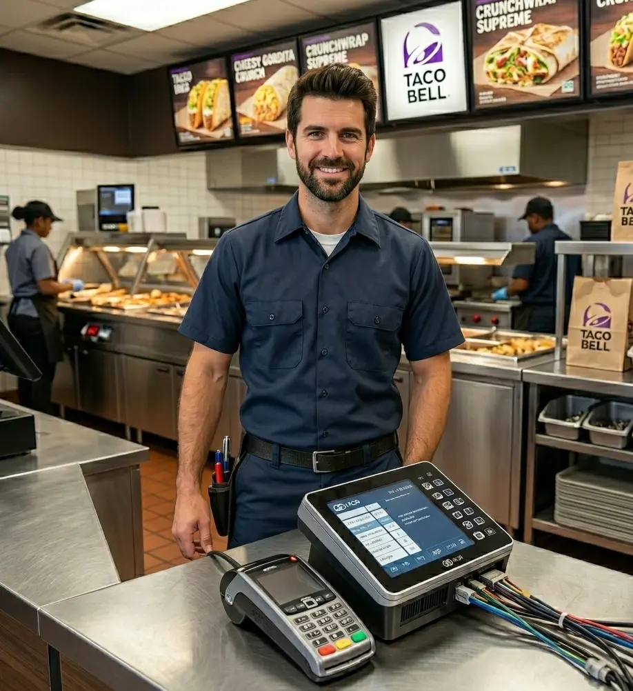 ETlogics team installing a POS system